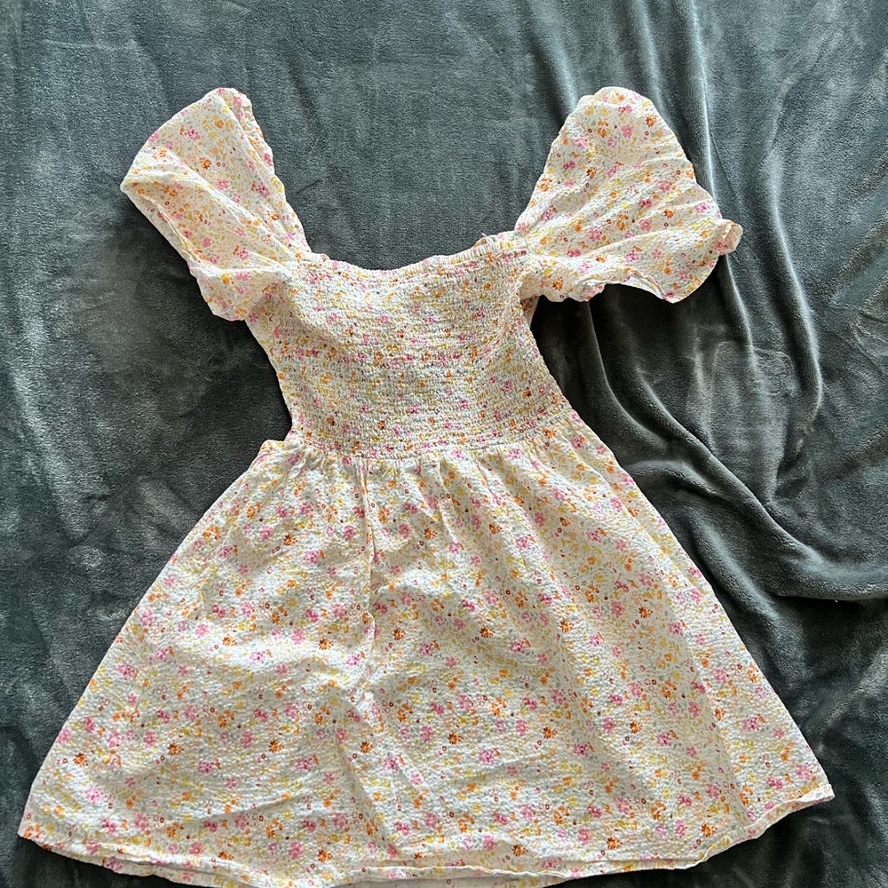 Princess Polly Floral Backless Dress - Cream and Pink